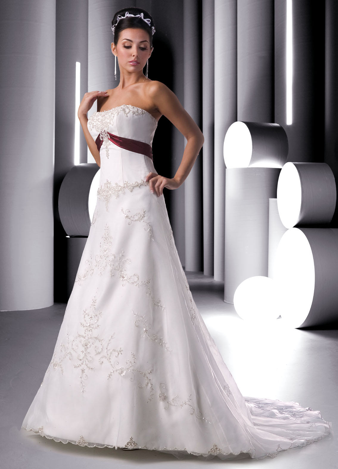 Strapless Empire Waist A Line Wedding Gown 